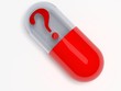 Illustration: Pill with question mark Pill with question mark
