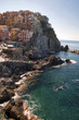 Sea and city vertical view at Menarola, Cinque terre, Italy