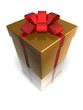 golden gift box, isolated with clipping path