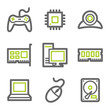 Computer web icons, green and gray contour series