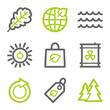 Ecology web icons set 3, green and gray contour series
