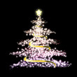 Glowing Christmas tree with a lot of glittering sparks