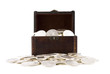 Retro case full of silver coins