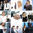 A collage of images with young and smart businesspeople A collage of images with young and smart businesspeople