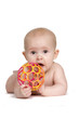 Baby on Tummy Holding Toy Baby on Tummy Holding Toy
