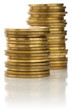 Stacks of golden coins.