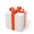 Gift box with a red bow. Isolated on white Gift box with a red bow. Isolated on white