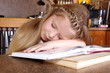 girl sleep at books