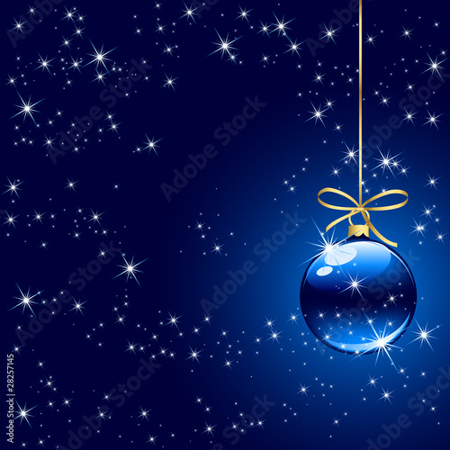 Vettoriale: Winter background with blue christmas ball Winter background with blue christmas ball