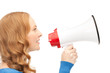woman with megaphone woman with megaphone