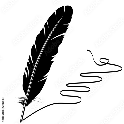 Vektor: Vector mohochrome writing old feather and flourish Vector mohochrome writing old feather and flourish