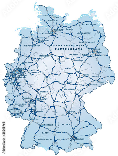 Vektor: Deutschland mit Autobahnen ca 40cm x 52cm Deutschland mit Autobahnen ca 40cm x 52cm