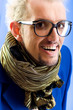 Photo: Man with blue jacket in studio shooting Man with blue jacket in studio shooting