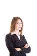 Confident Caucasian Business Woman Isolated White Arms Crossed