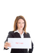 Angry Caucasian Woman Holding Envelope Isolated White Background