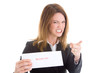 Angry Woman Pointing Accusing Finger Screw You Sign Envelope