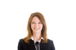 Happy Caucasian Woman Smiling at Camera Holding Microphone