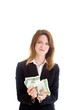 Angry White Woman Crumple Stock Certificate Isolated Background