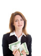 Unhappy Woman Holding Torn Stock Market Crash