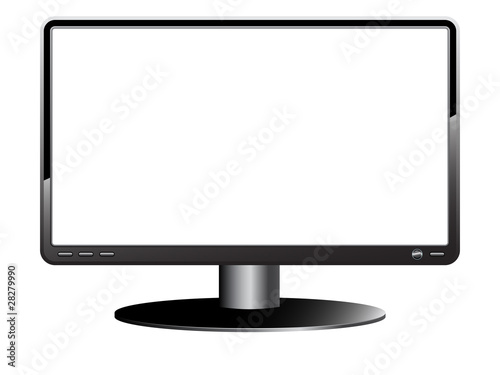 Computer Monitor on Computer Monitor With Blank White Screen  Isolated On White Back