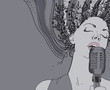 vector girl singing a song
