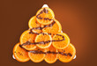 Ripe oranges with chocolate. Christmas tree