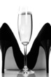 sexy high heels and champange
