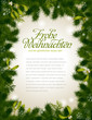 Weihnachtsrahmen aus Tannengrün und Misteln Weihnachtsrahmen aus Tannengrün und Misteln