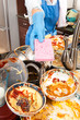 Woman washing dishes