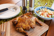Photo: Whole cooked chicken served with salad Whole cooked chicken served with salad