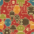 Robot and monsters seamless pattern on red. Robot and monsters seamless pattern on red.