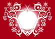 Christmas white shield red frame decoration