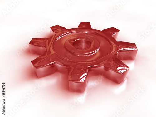 Illustration: Chrom Zahnrad rot Chrom Zahnrad rot