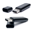 Black flash drive on white background