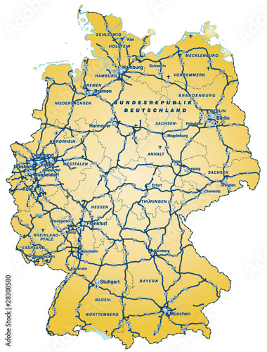 Vektor: Deutschland mit Autobahnen als Vektordatei Deutschland mit Autobahnen als Vektordatei