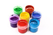 Colorful vibrant cans of gouache isolated on white