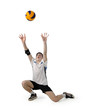 Photo: Volleyball player with the ball on a white Volleyball player with the ball on a white