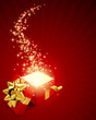 Open explore gift with fly stars vector background Open explore gift with fly stars vector background