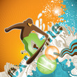 Progressive snowboarding banner with abstractions.