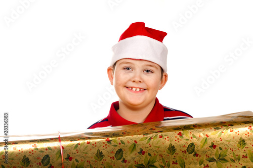 Photo: Christmas boy and present Christmas boy and present