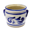 Danish retro painted blue ceramic urne isolated on white