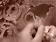 Technology background, in reds Technology background, in reds