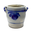 Danish retro painted blue ceramic urne