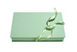 Gift box with green ribbon isolated on a white background