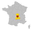 Auvergne auf den Umrissen Frankreichs Auvergne auf den Umrissen Frankreichs