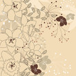 Contour background with daffodils anf forest plants