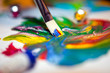 Paintbrush and mixed acrylic paint