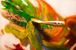Paintbrush and mixed acrylic paint