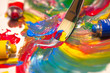 Paintbrush and mixed acrylic paint