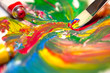 Paintbrush and mixed acrylic paint